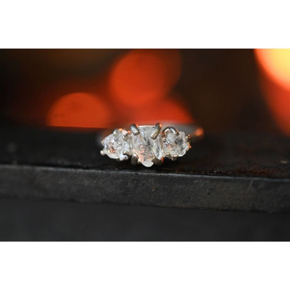 Unique Engagement Ring, Raw stone rings, Sterling Silver, Anniversary Ri…